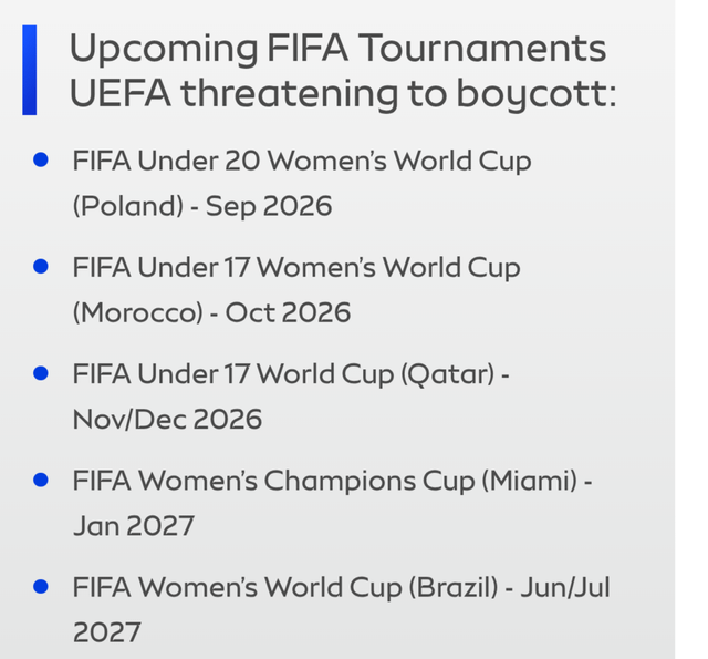 r/soccer - Upcoming FIFA tournaments UEFA threatening to boycott r/soccer - Upcoming FIFA tournaments UEFA threatening to boycott