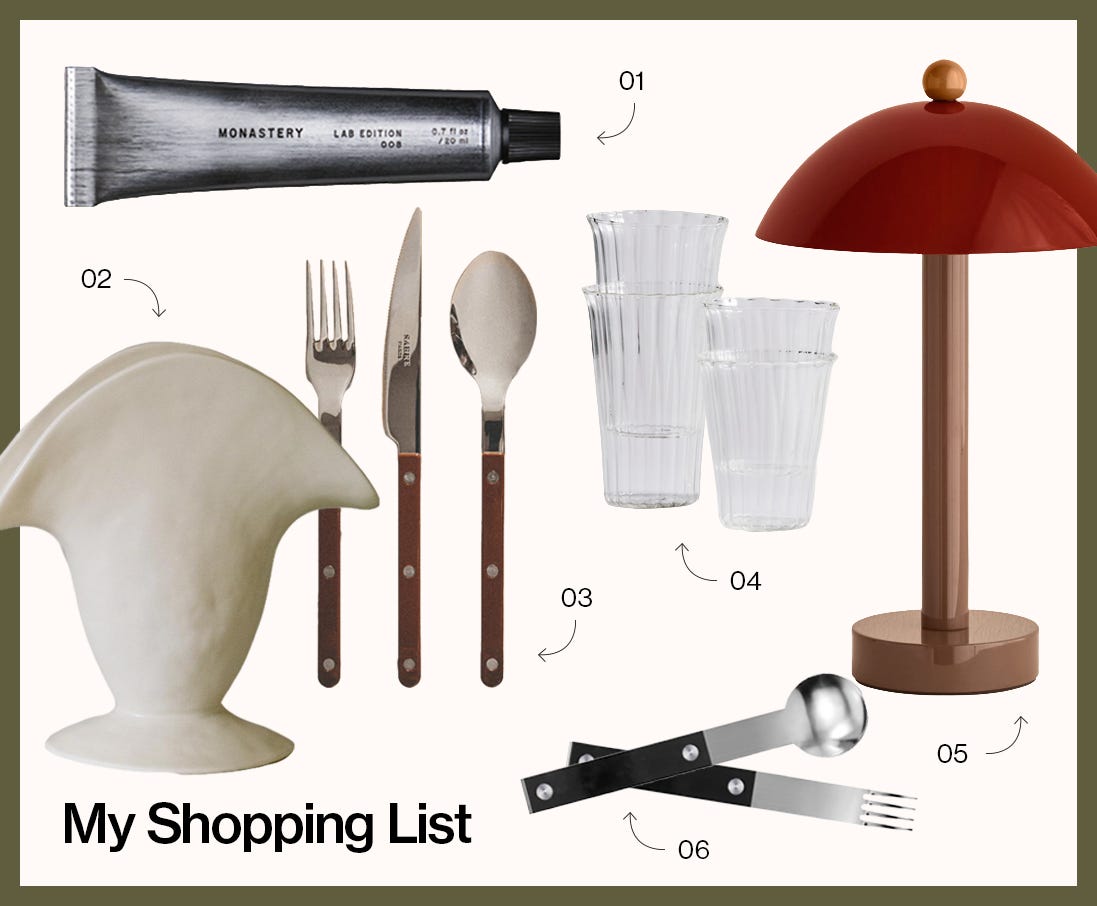 Nick Ozemba home decor, cutlery, and lighting shopping list
