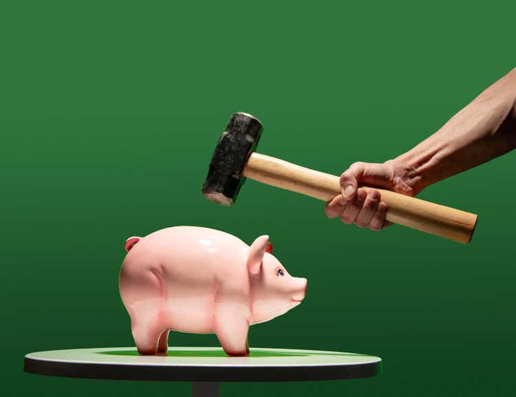 About to break open a piggy bank
