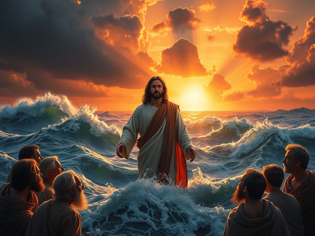 Jesus in the midst of the sea. Jesus in the midst of the sea.