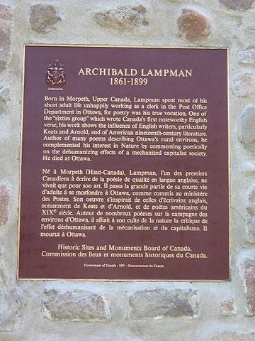 Archibald Lampman plaque and cairn