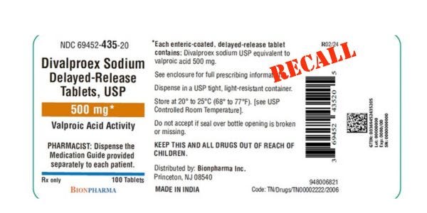 divalproex sodium recall august 2026