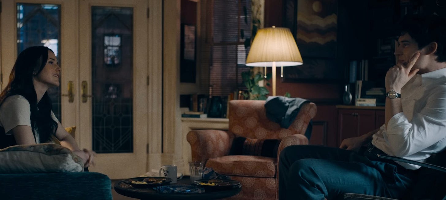 Lois Lane (Rachel Brosnahan) interviews Superman (David Corenswet). Credit: Warner Bros.