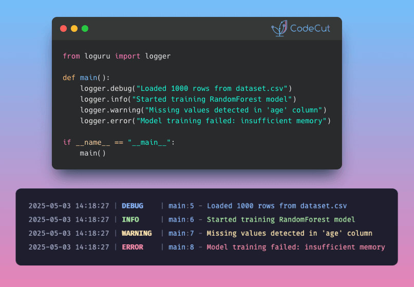 Code example: Loguru: From Print Statements to Production Logging in One Line Code example: Loguru: From Print Statements to Production Logging in One Line