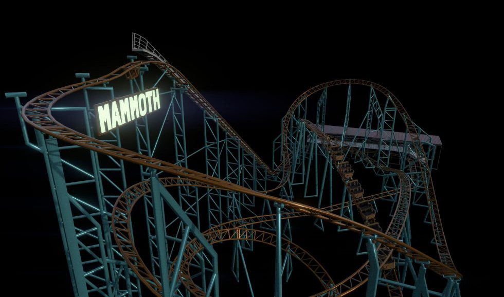 Rendering of Mammoth coaster coming Funplex in Nebraska