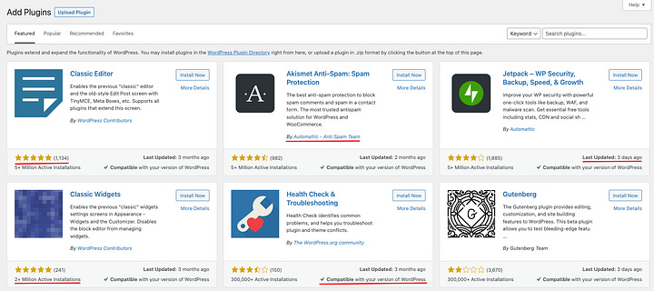 Screenshot of wordpress plugin reputation signals