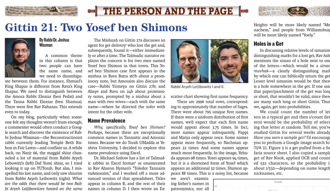 Two Yosef ben Shimons (article summary)