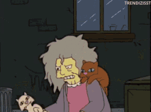 a cartoon of an elderly woman holding a cat says trendizisst a cartoon of an elderly woman holding a cat says trendizisst