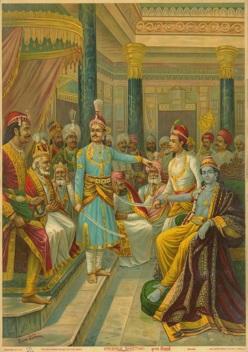 Krishna Shishtai or Krishna as an Envoy - Ravi Varma Press — Google Arts &  Culture