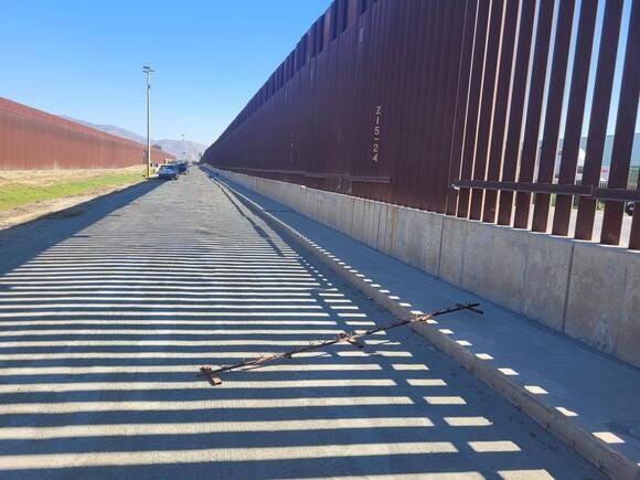 Cartel spike strip at San Diego Border Wall Cartel spike strip at San Diego Border Wall
