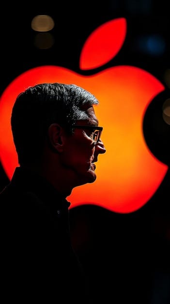 Tim Cook silhouette featured with the Apple logo creating a striking and  iconic visual effect | Premium AI-generated image