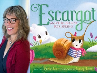 Author image of Dashka Slater and cover photo of her book Escargot