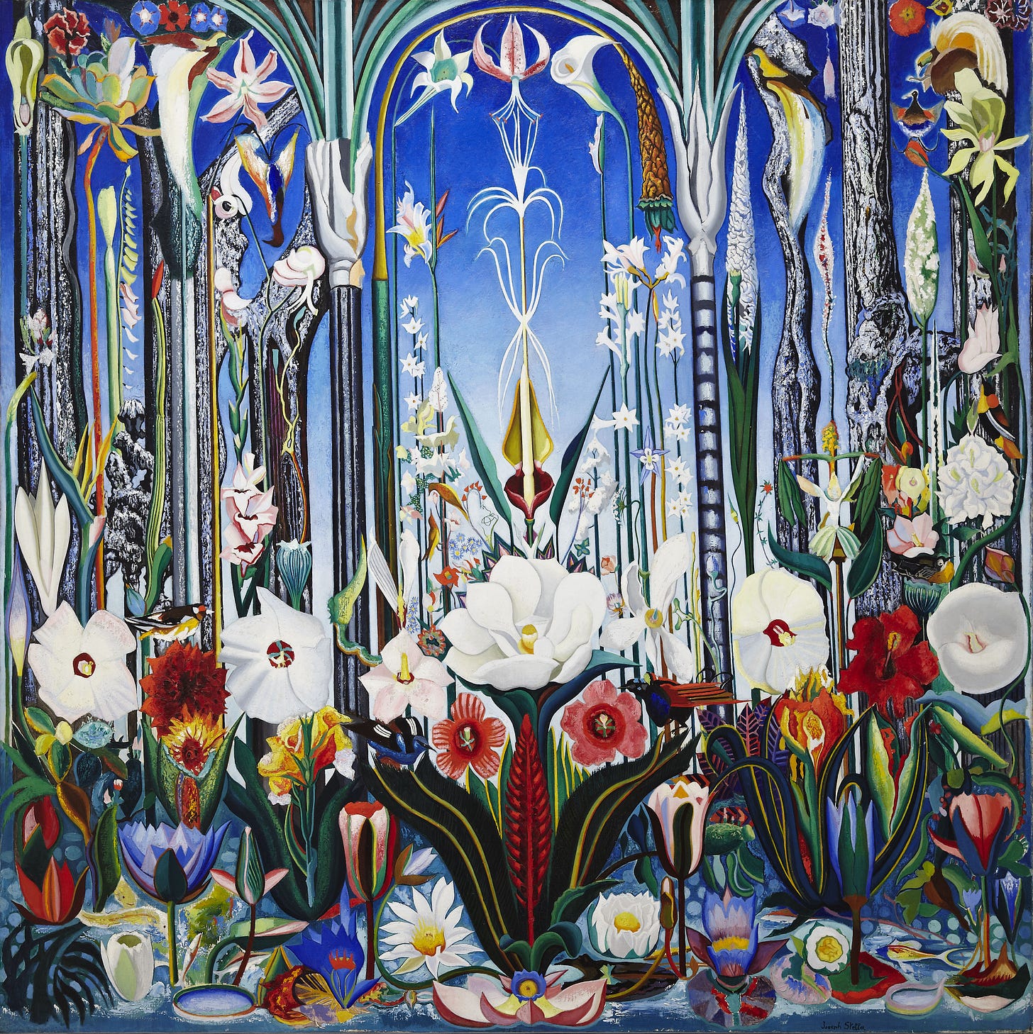 Joseph Stella, Flowers, Italy (Flores, Italia), 1931. Oil on canvas. Gift of Mr. and Mrs. Jonathan Marshall.