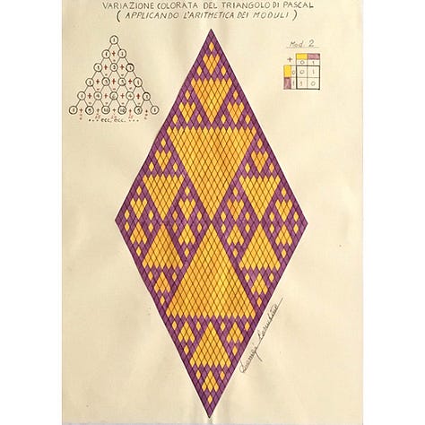 drawings based on Pascal's Triangle by Nino Cosentino