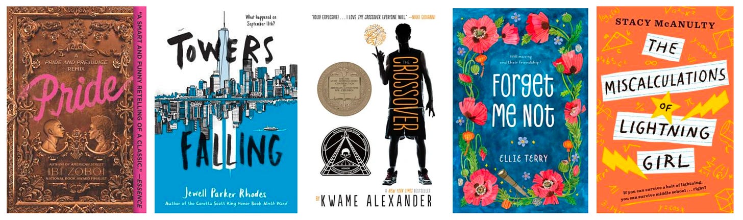 Cover art for the five books listed in the caption below. Cover art for the five books listed in the caption below.