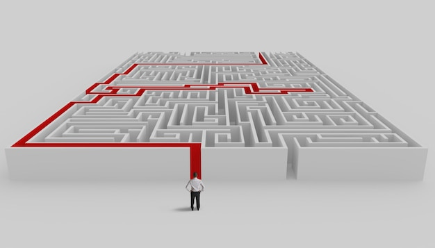 Maze and solution | Premium Photo