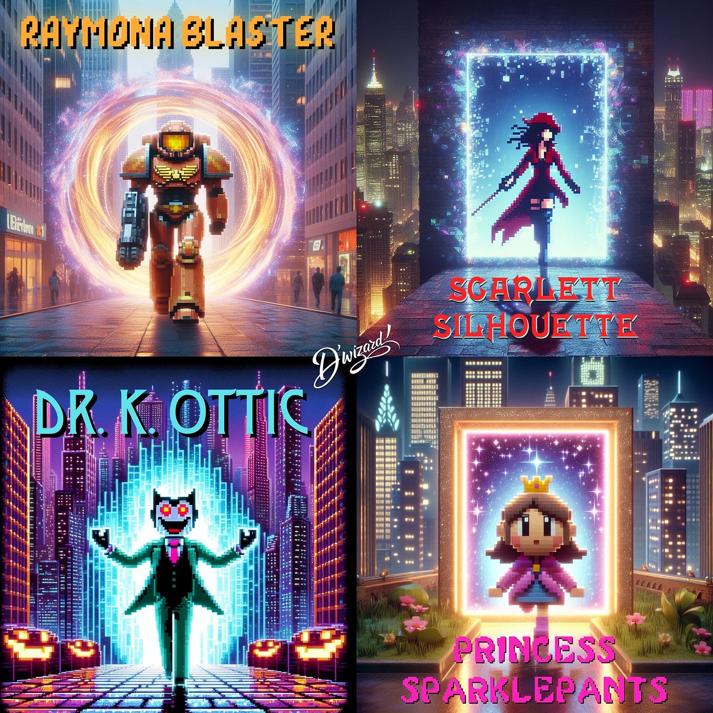 ONE DAY IN THE BUSTLING MECHAPOLIS OF PIXELICIOUS CITY...