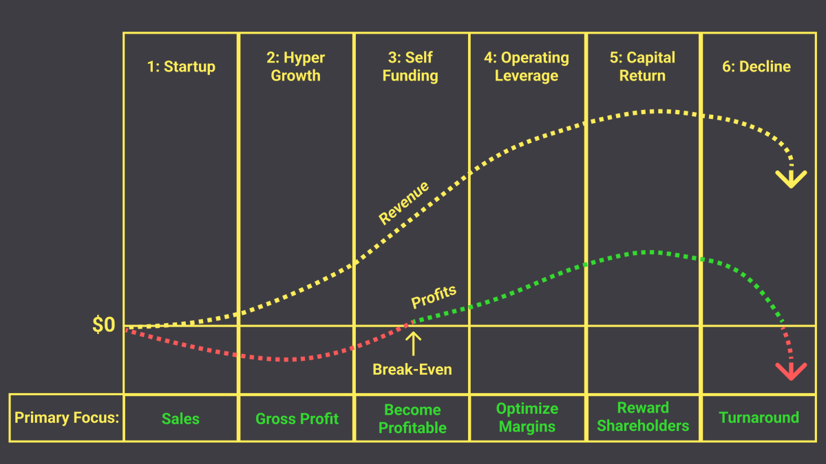 8: Business Growth Cycle Companies in phases 1, 2, or 3 are optimized for  GROWTH, not profits. Management plows all available resources into hiring &  expansion. This artificially UNDERSTATES the earnings power