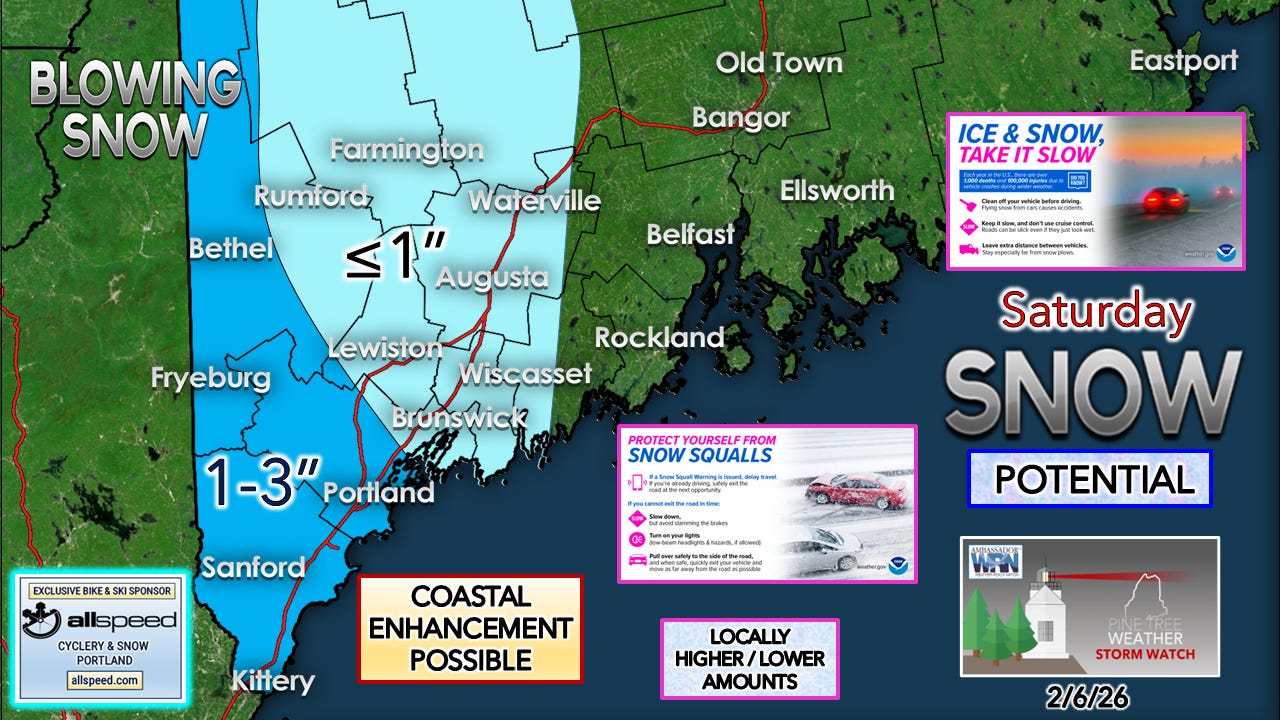 Snow showers with squalls possible Friday night into Saturday
