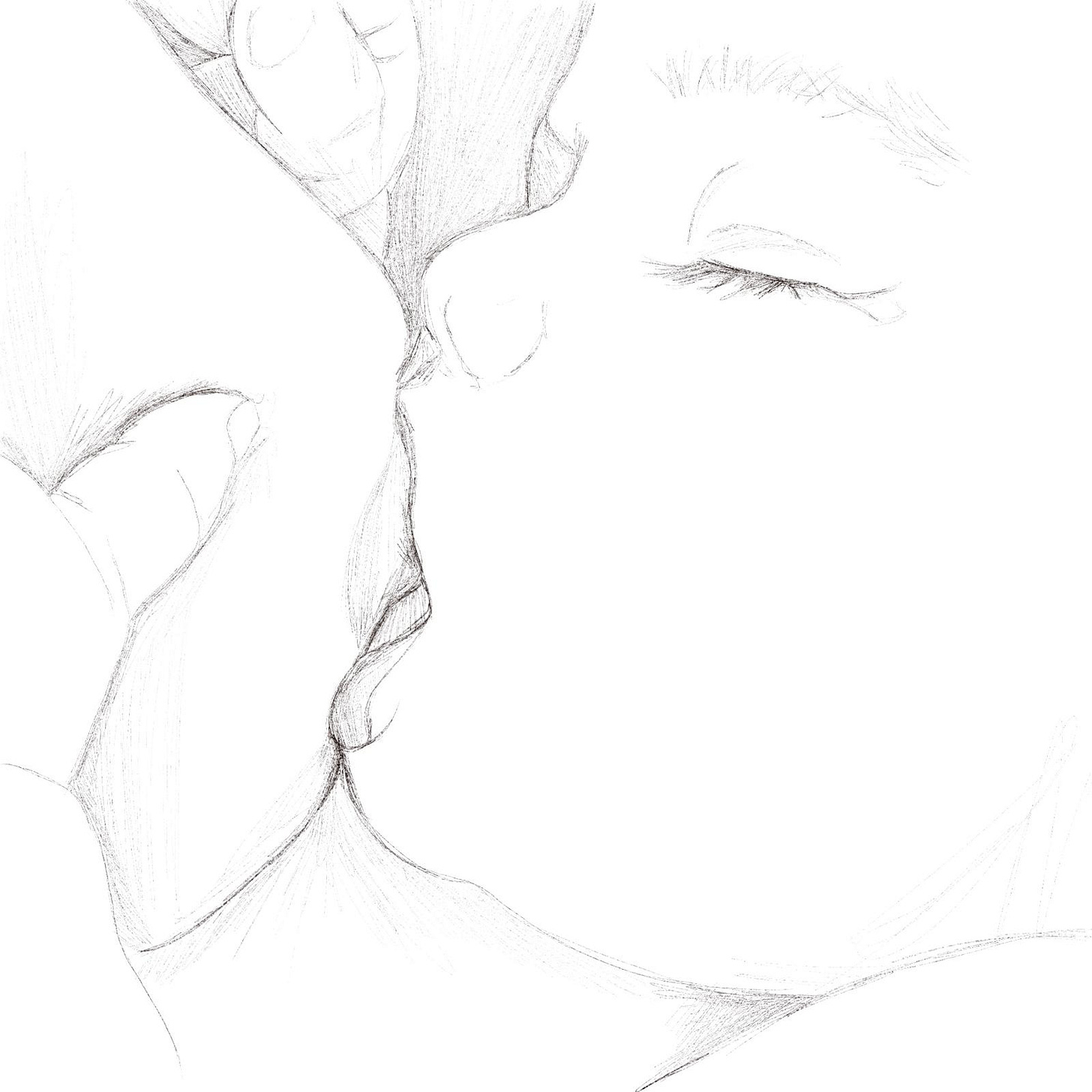 Line drawing of a baby breastfeeding