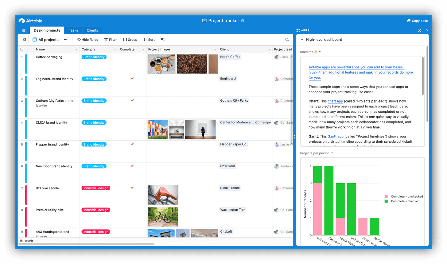 Project tracking with Airtable