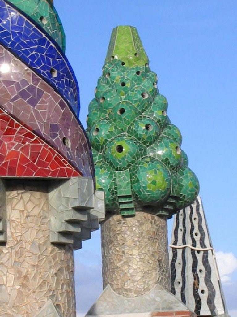On the roof of Gaudi's Guell Palace