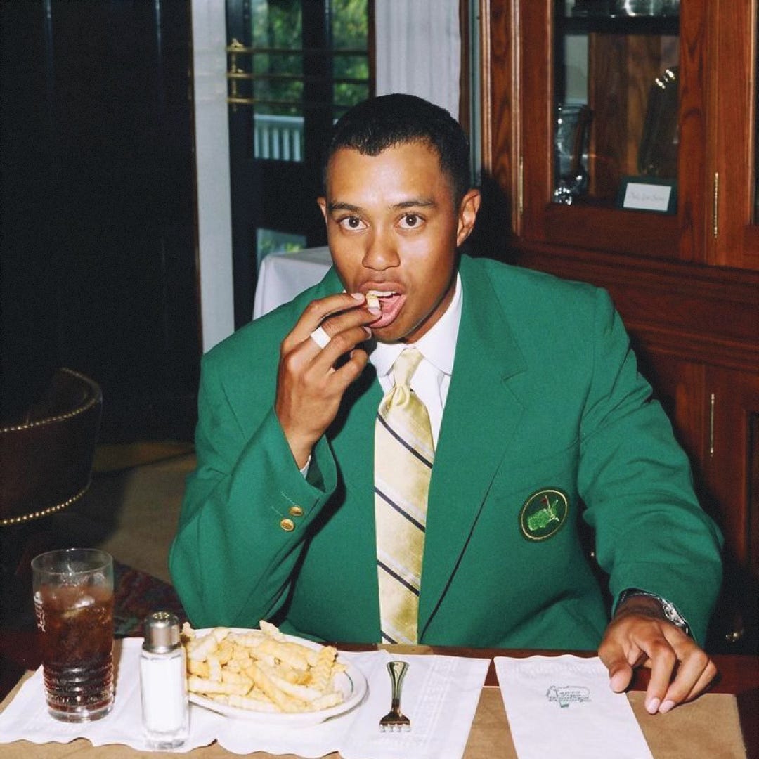 tiger woods eating fries