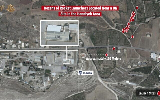 This infographic released by the IDF on August 26, 2024, shows rocket launch sites used in a Hezbollah attack a day earlier. (Israel Defense Forces) This infographic released by the IDF on August 26, 2024, shows rocket launch sites used in a Hezbollah attack a day earlier. (Israel Defense Forces)