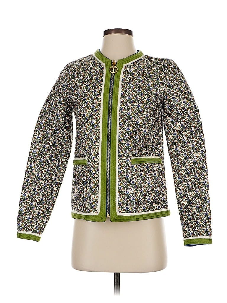 Tory Burch 100% Polyester Print Green Jacket Size XS - photo 1