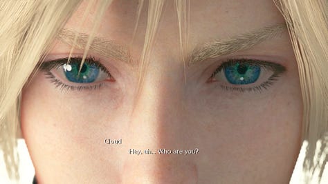 Transition from Cloud's subconsciousness to Sephiroth's intrusion.