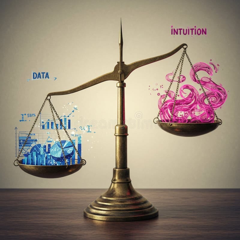 A Balancing Scale Depicts a Contrast between Data and Intuition Stock  Illustration - Illustration of patterns, symbolizing: 377726789