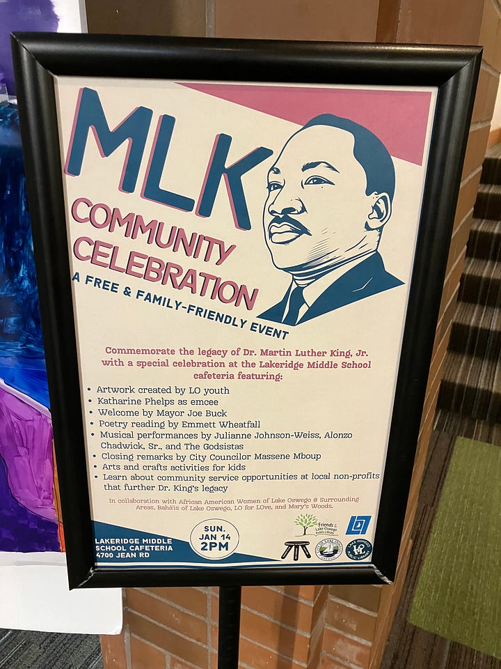 Painting of Martin Luther King Jr and Library event posture