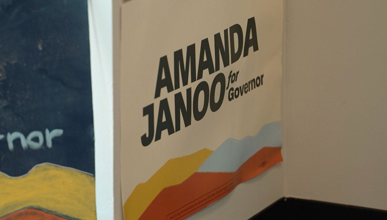 Amanda Janoo, the Democratic nominee for governor, has found growing support for her progressive message. (Colin Marr/ Spectrum News) Amanda Janoo, the Democratic nominee for governor, has found growing support for her progressive message. (Colin Marr/ Spectrum News)