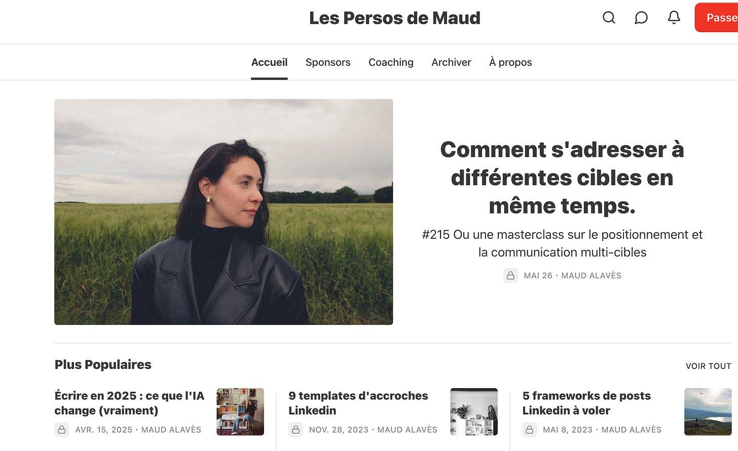 Page d'accueil du Substack Maudits par Maud Alaves, appliquer le Product Management à la création de contenu. Page d'accueil du Substack Maudits par Maud Alaves, appliquer le Product Management à la création de contenu.