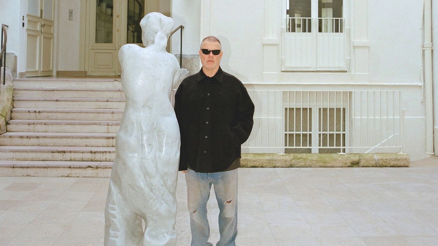 Acne Studios creative director Jonny Johansson and sculpture
