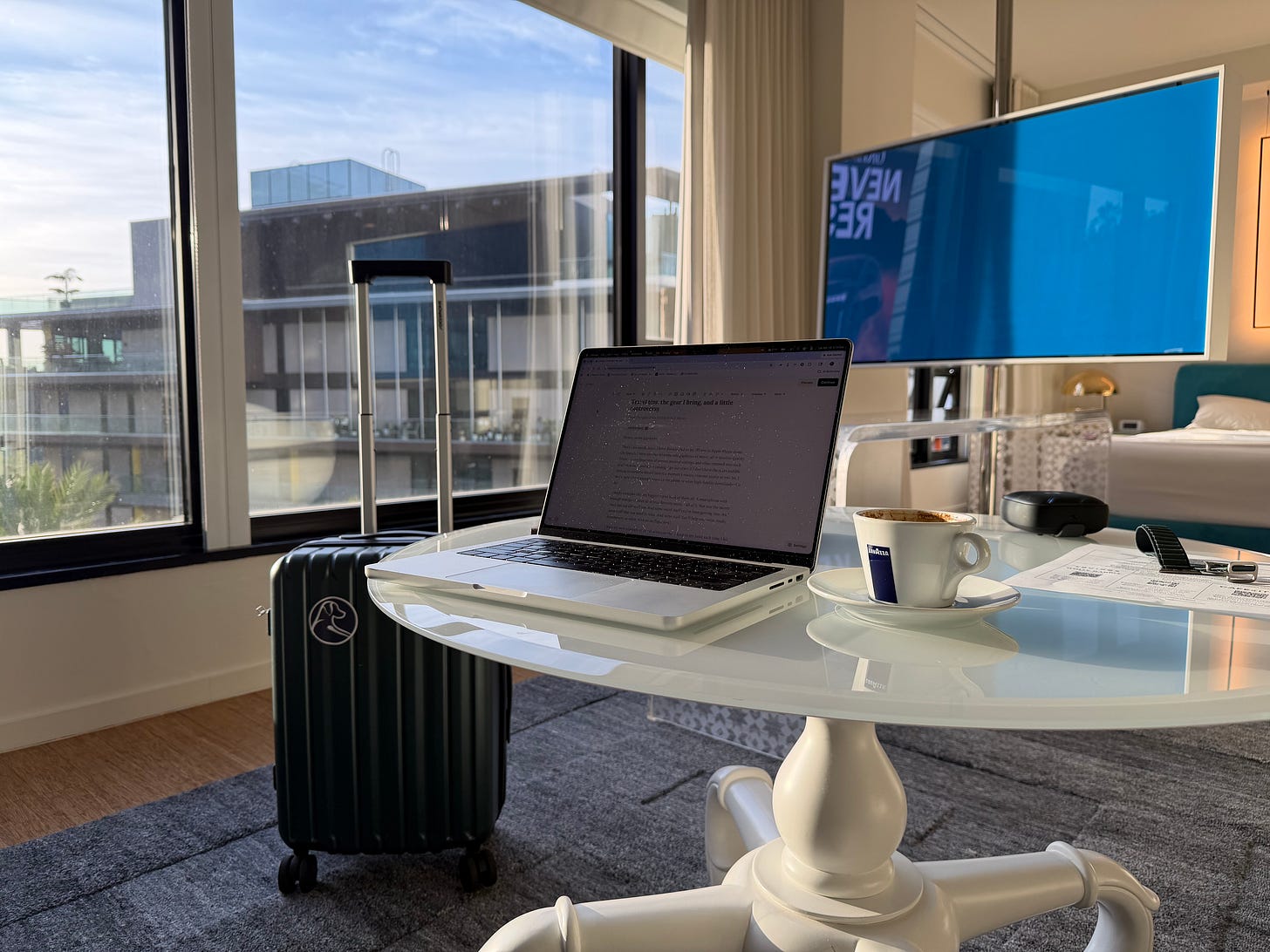 macbook in hotel room