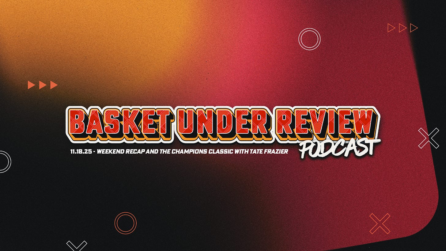 The Basket Under Review Podcast: S1E19 - Weekend Recap & The Champions Classic with Tate Frazier Post image The Basket Under Review Podcast: S1E19 - Weekend Recap & The Champions Classic with Tate Frazier Post image