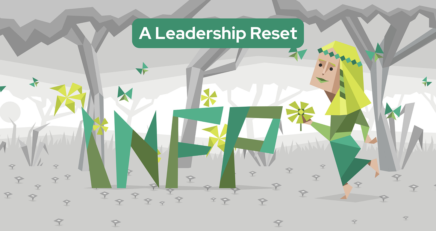A whimsical female INFP wanders through a serene forest. She wears a vibrant green outfit and has long green hair. In her hand, she holds a pinwheel, while green butterflies flutter around her. To her left, the letters "INFP" are displayed prominently in green.
