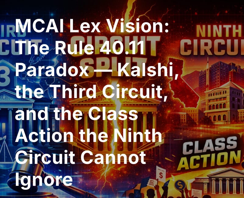 MCAI Lex Vision: The Rule 40.11 Paradox — Kalshi, the Third Circuit, and the Class Action the Ninth Circuit Cannot Ignore