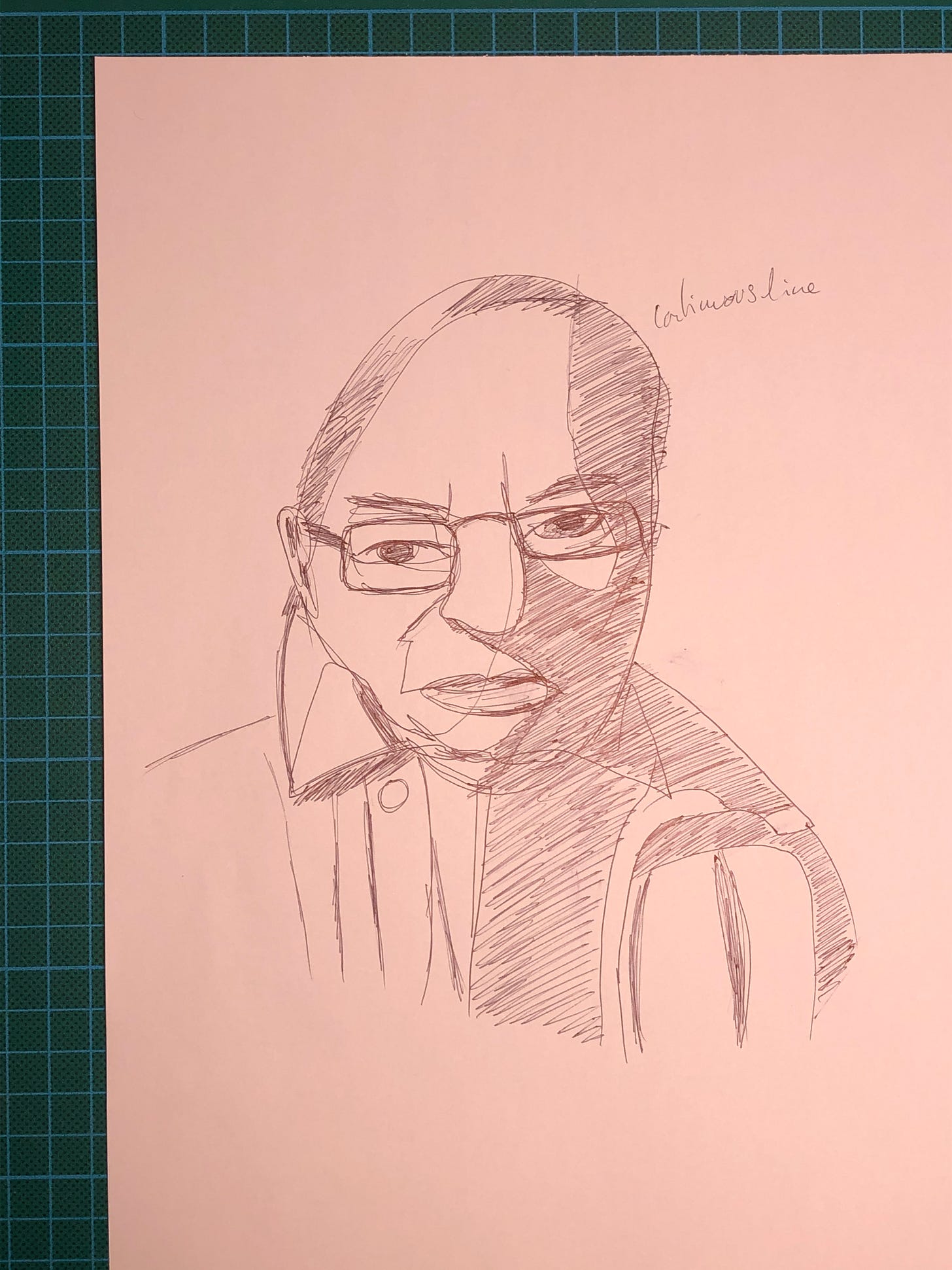 Photo de la feuille A4 sur laquelle j'ai fait l'exercice avec un stylo à bille noir.
