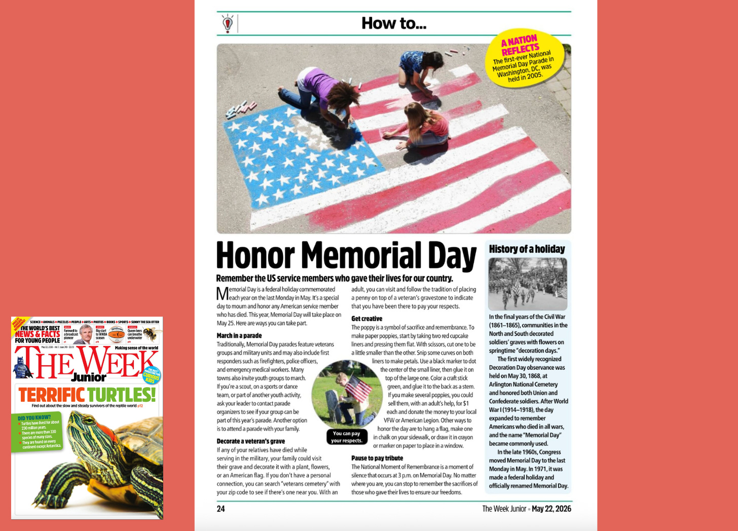 how to honor memorial day page and cover from the week junior