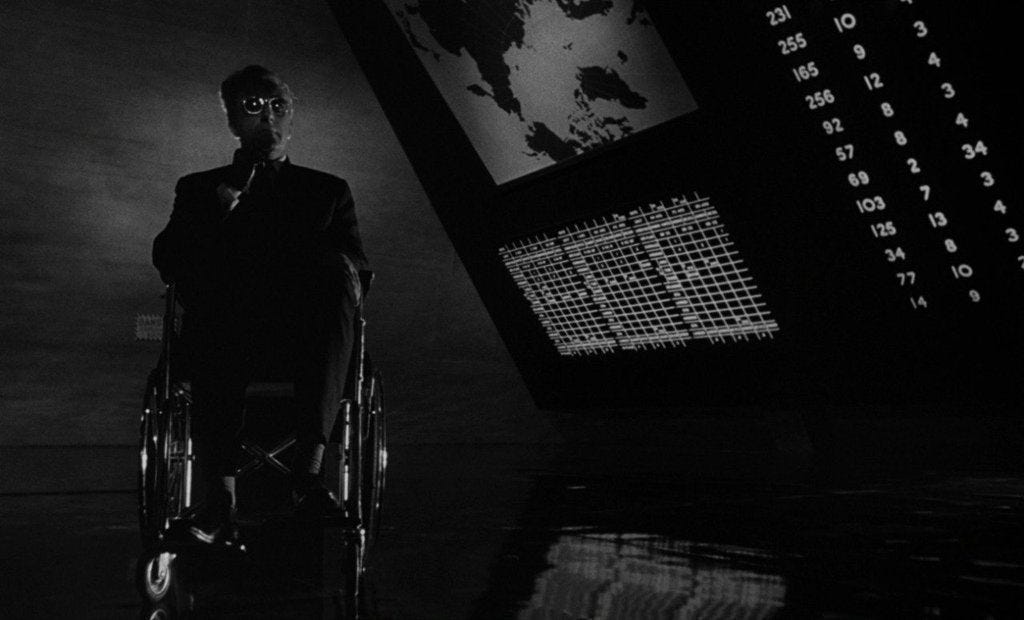 DR. STRANGELOVE (1964) Cinematography by Gilbert Taylor Directed by Stanley  Kubrick More shots in the database: https://t.co/VcENwsC0pu