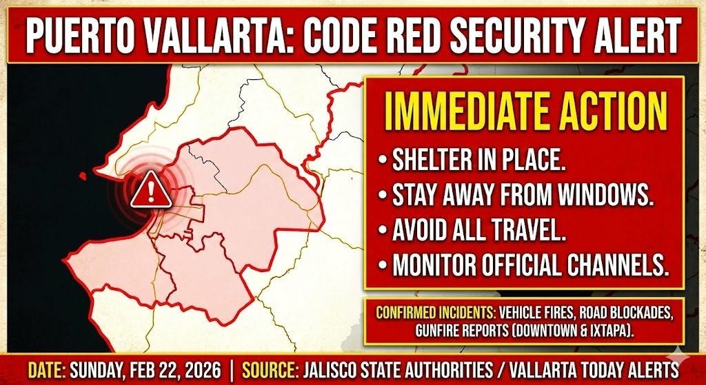 Mexican Authorities have issued a “Code Red” (Alerta Roja) Advisory for Puerto Vallarta Mexican Authorities have issued a “Code Red” (Alerta Roja) Advisory for Puerto Vallarta