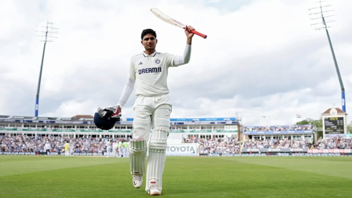 gill celebrates his double-ton at Edgbaston