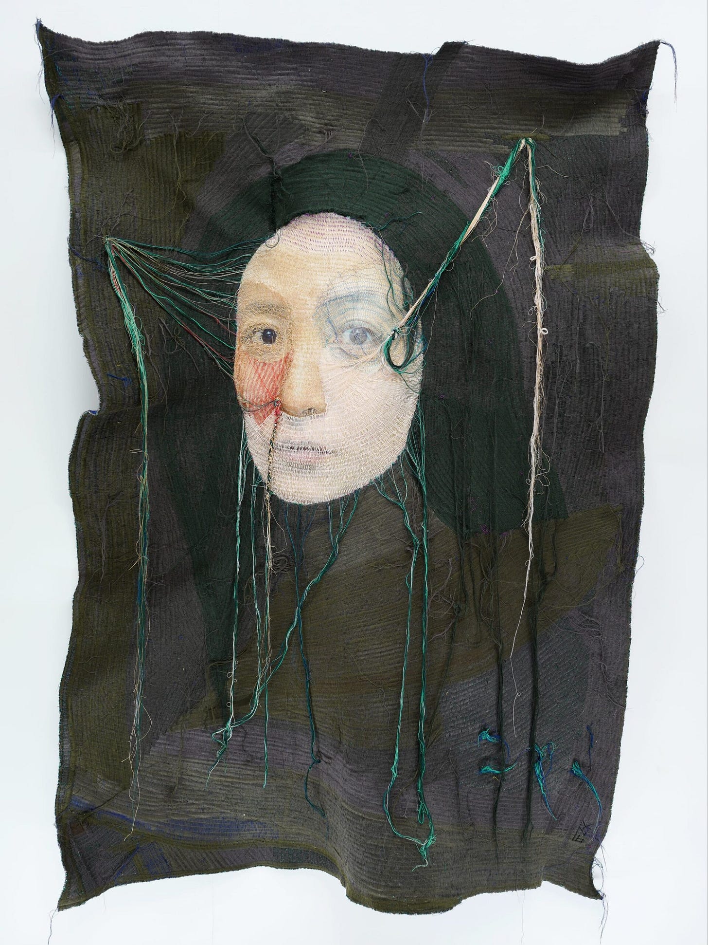 Loose Threads Dangle from Bizarrely Expressive Portraits Sewn by Yoon Ji Seon