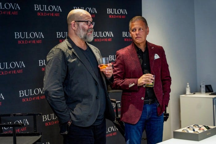 Adam Craniotes, Founder and President of RedBar Group, introduces Michael Benavente, Managing Director, Bulova. Adam Craniotes, Founder and President of RedBar Group, introduces Michael Benavente, Managing Director, Bulova.