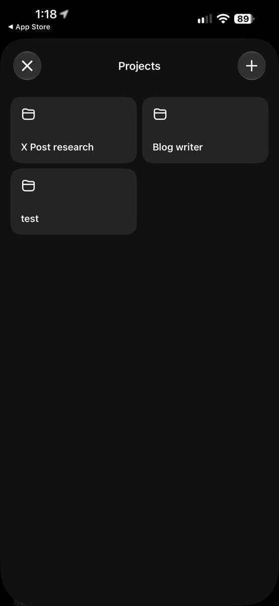 Grok für iOS bekommt Projects Grok für iOS bekommt Projects