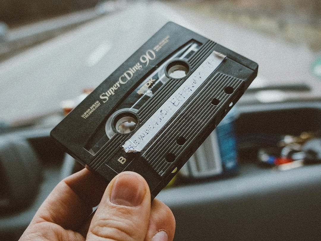 black cassette tapes