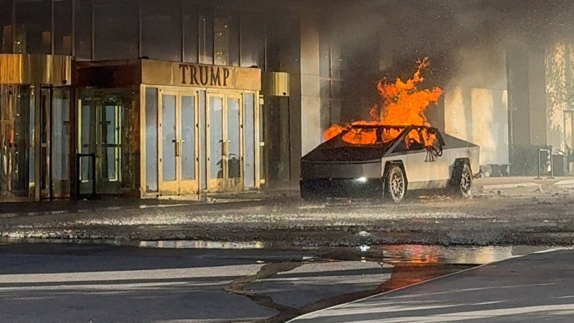 1 dead after Tesla Cybertruck explodes, catches fire outside Trump hotel in  Las Vegas | CBC News