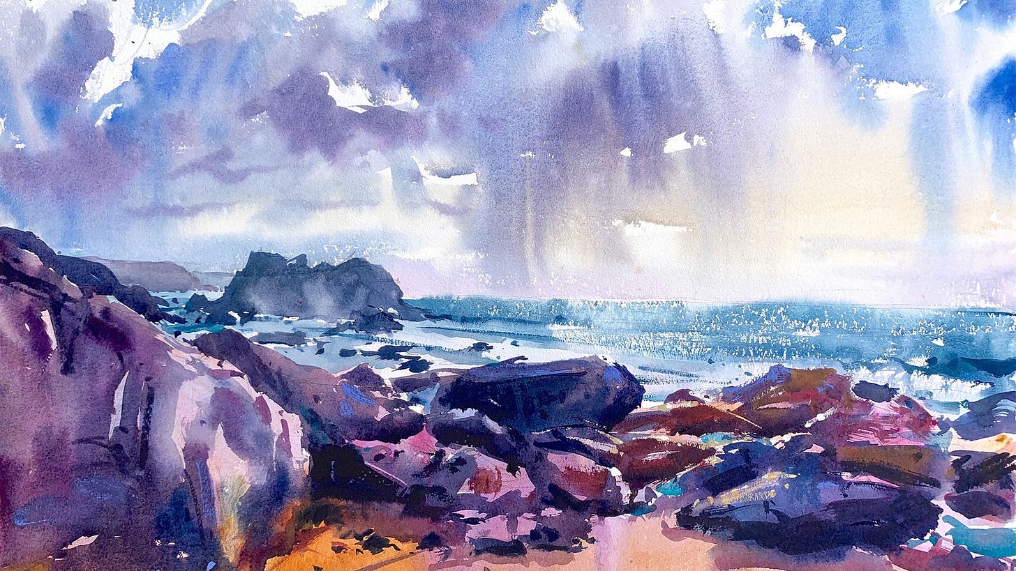 A seascape in watercolour by Tom Shepherd